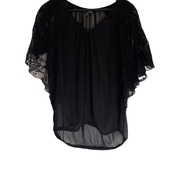 Express Tops - Express Lace Butterfly Sleeve Blouse, Black Size M